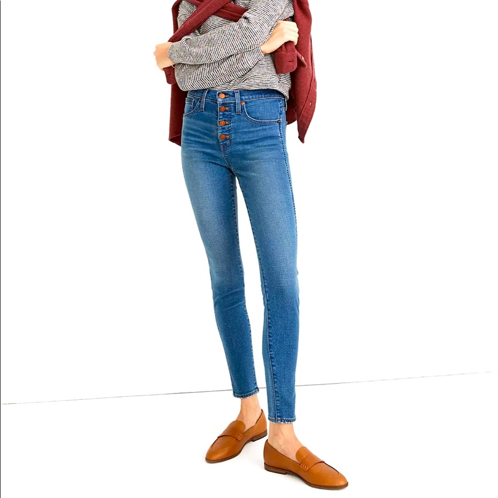 Madewell button front 10 inch rise skinny jeans